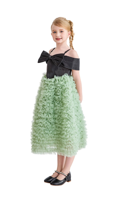 kids atelier tulleen Black & Green Marcella Bow Dress