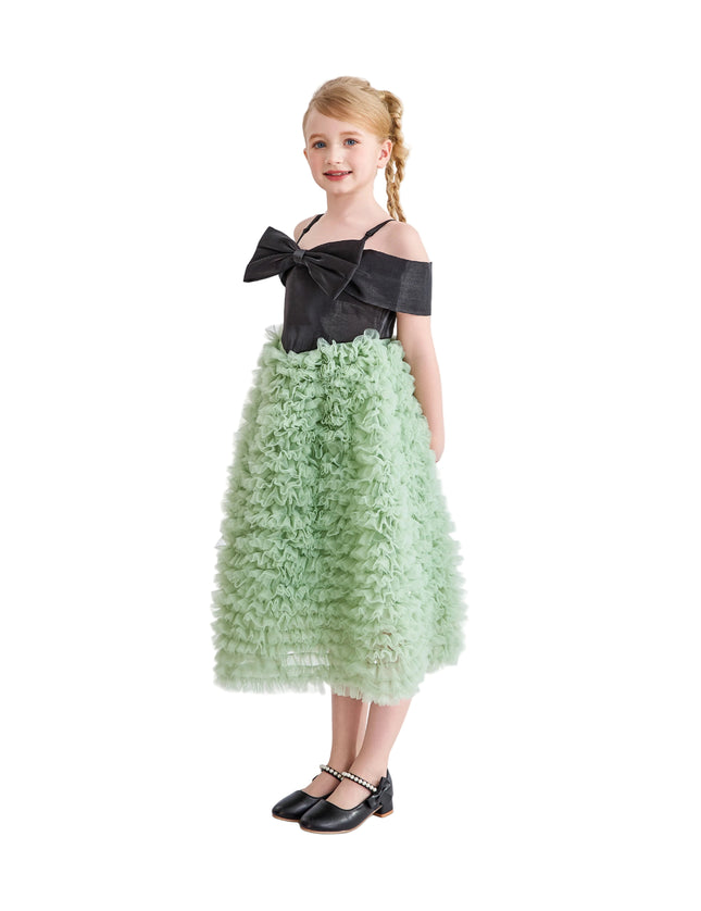 kids atelier tulleen Black & Green Marcella Bow Dress