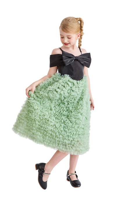 kids atelier tulleen Black & Green Marcella Bow Dress