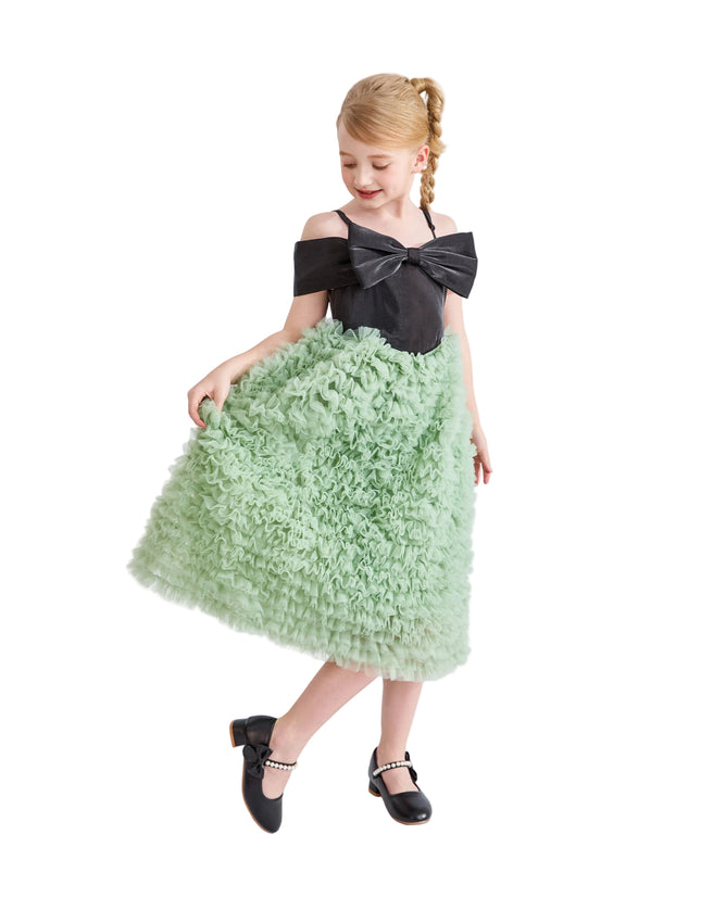 kids atelier tulleen Black & Green Marcella Bow Dress