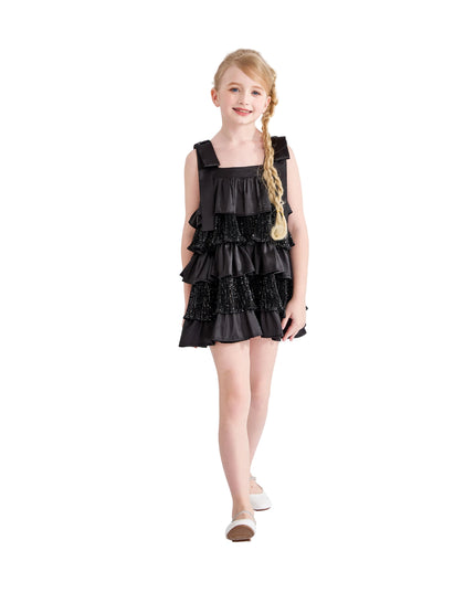 kids atelier tulleen Black Bellamy Ruffle Sequin Dress