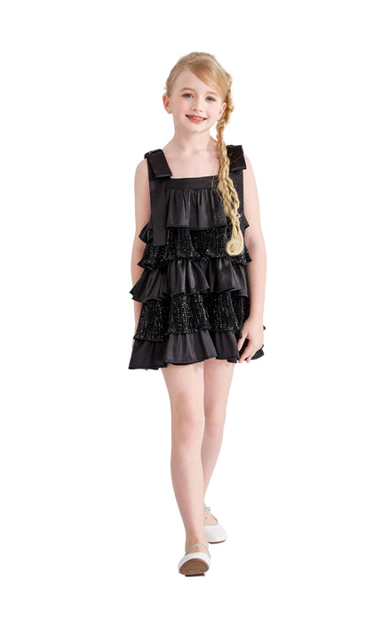 kids atelier tulleen Black Bellamy Ruffle Sequin Dress