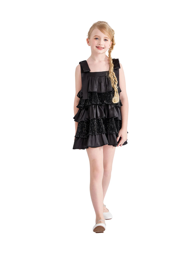 kids atelier tulleen Black Bellamy Ruffle Sequin Dress