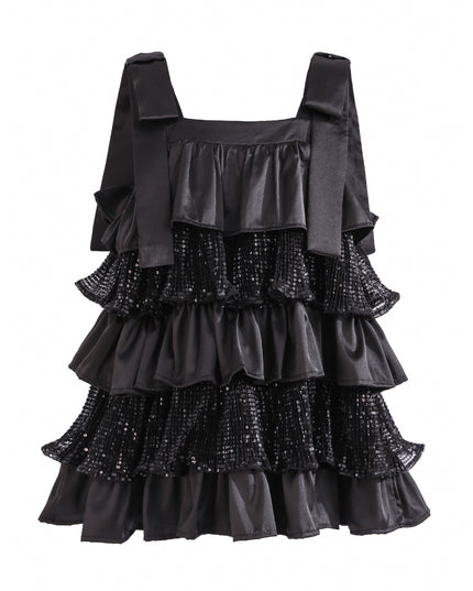 kids atelier tulleen Black Bellamy Ruffle Sequin Dress