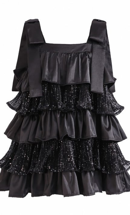kids atelier tulleen Black Bellamy Ruffle Sequin Dress
