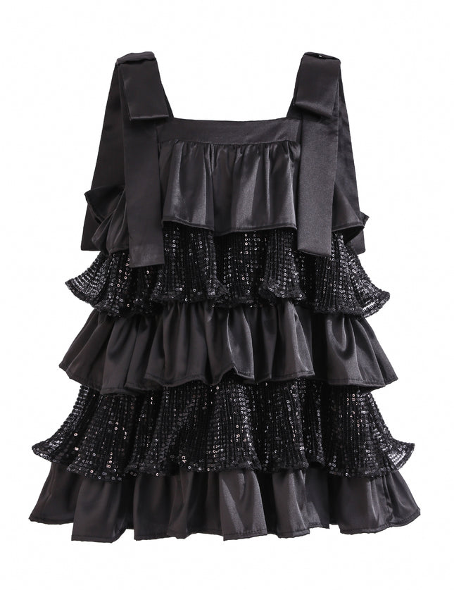 kids atelier tulleen Black Bellamy Ruffle Sequin Dress