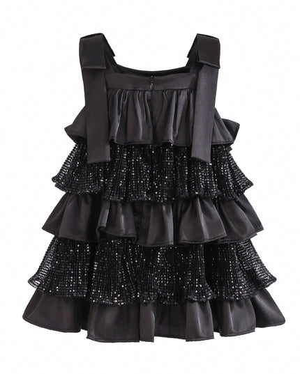 kids atelier tulleen Black Bellamy Ruffle Sequin Dress