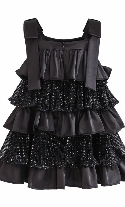 kids atelier tulleen Black Bellamy Ruffle Sequin Dress