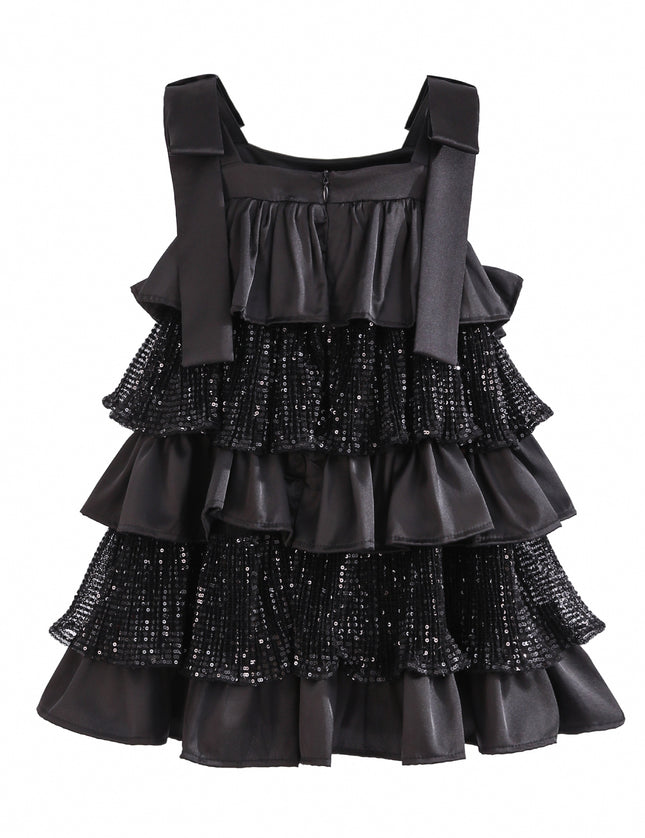 kids atelier tulleen Black Bellamy Ruffle Sequin Dress