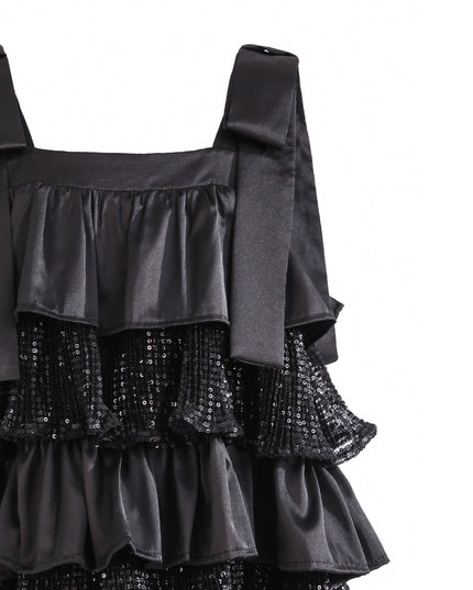 kids atelier tulleen Black Bellamy Ruffle Sequin Dress