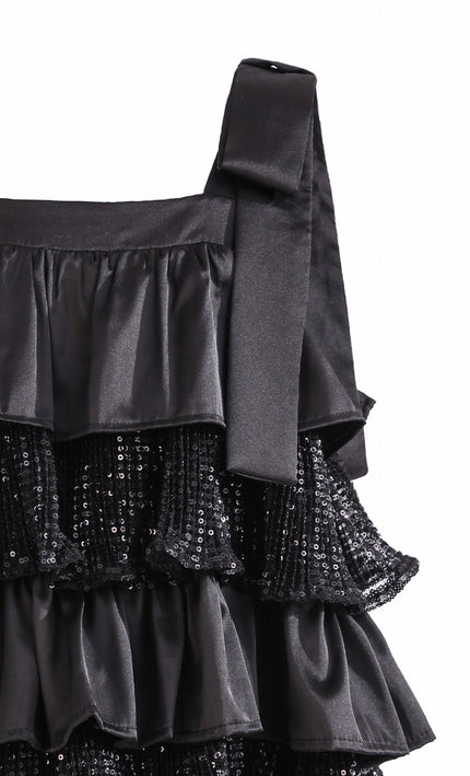 kids atelier tulleen Black Bellamy Ruffle Sequin Dress