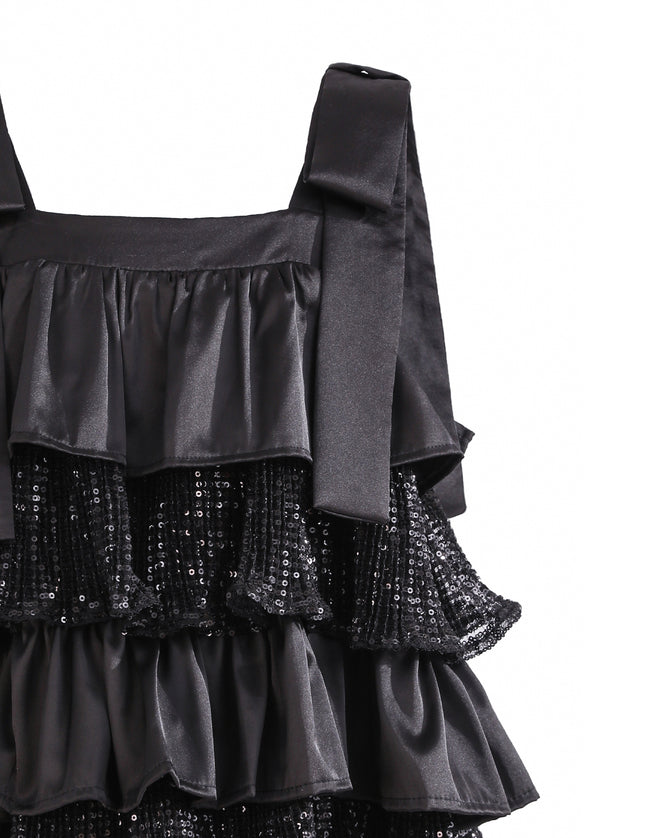 kids atelier tulleen Black Bellamy Ruffle Sequin Dress