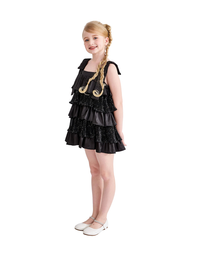 kids atelier tulleen Black Bellamy Ruffle Sequin Dress