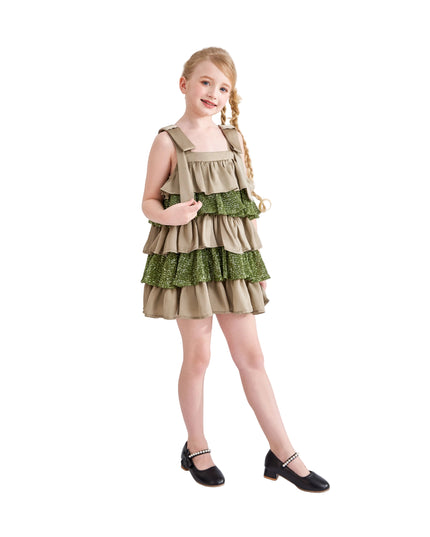 kids atelier tulleen Green Bellamy Ruffle Sequin Dress