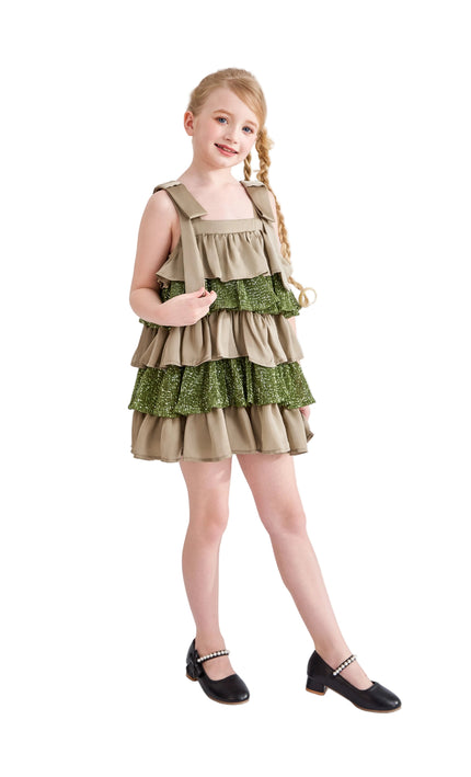 kids atelier tulleen Green Bellamy Ruffle Sequin Dress