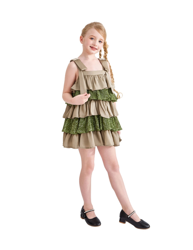 kids atelier tulleen Green Bellamy Ruffle Sequin Dress