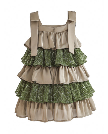kids atelier tulleen Green Bellamy Ruffle Sequin Dress