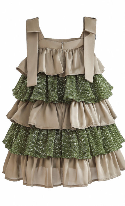 kids atelier tulleen Green Bellamy Ruffle Sequin Dress