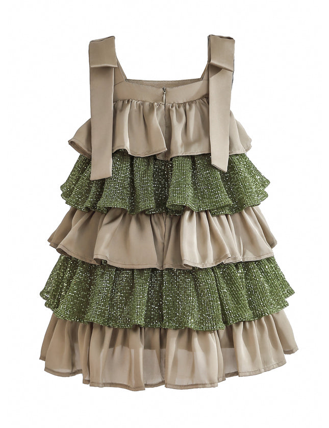 kids atelier tulleen Green Bellamy Ruffle Sequin Dress