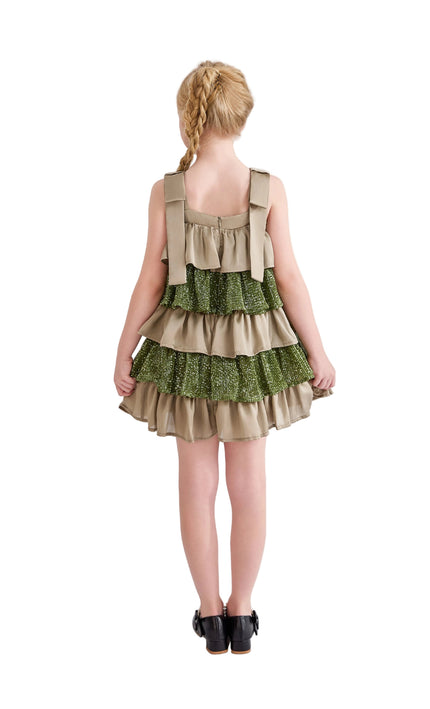kids atelier tulleen Green Bellamy Ruffle Sequin Dress