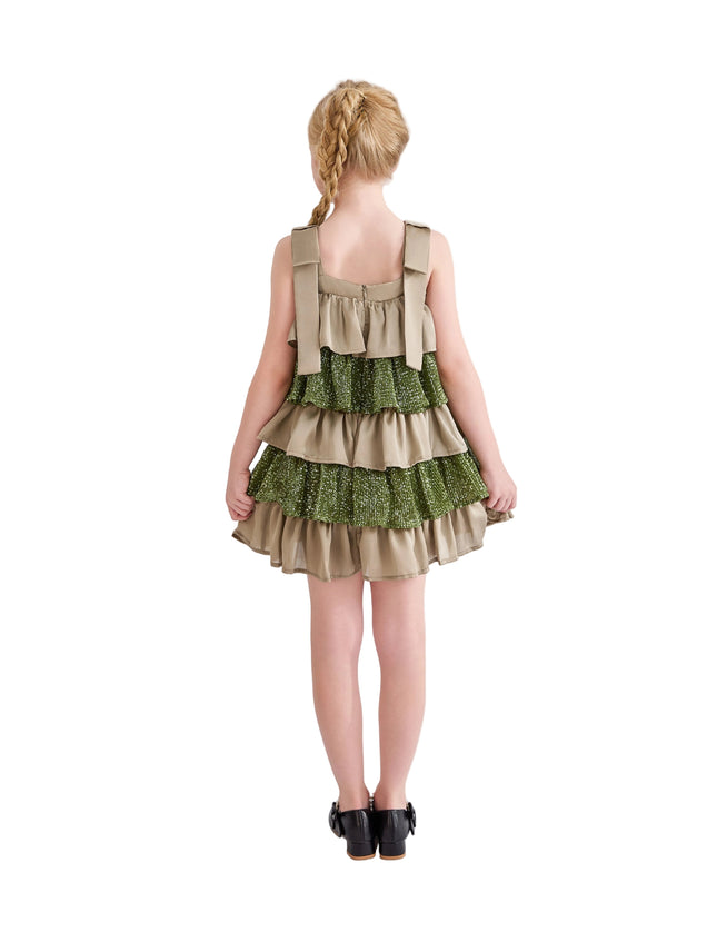 kids atelier tulleen Green Bellamy Ruffle Sequin Dress