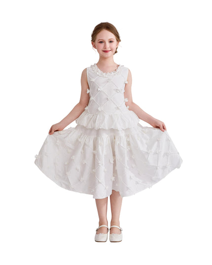 kids atelier tulleen White Lucienne Quilted Skirt Set