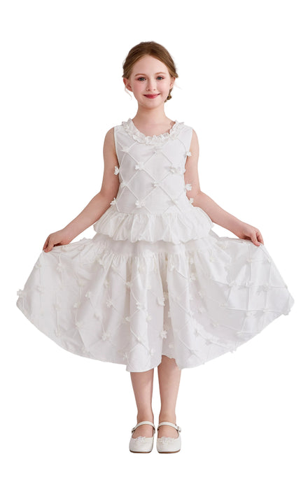 kids atelier tulleen White Lucienne Quilted Skirt Set