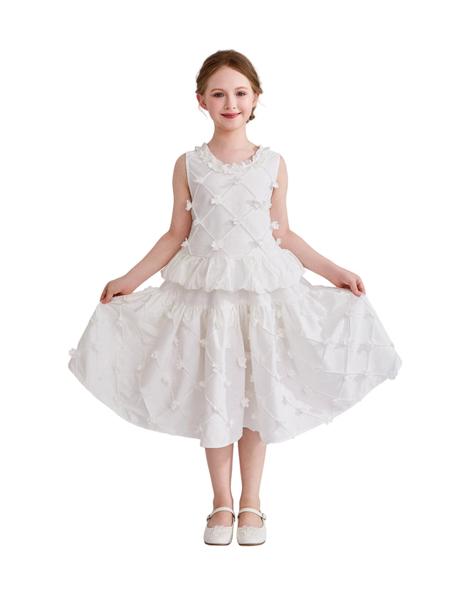 kids atelier tulleen White Lucienne Quilted Skirt Set