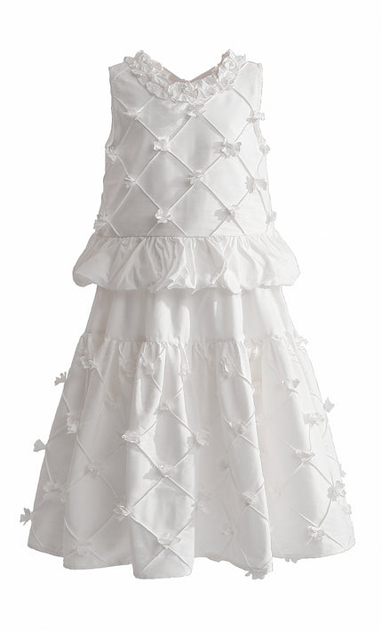 kids atelier tulleen White Lucienne Quilted Skirt Set