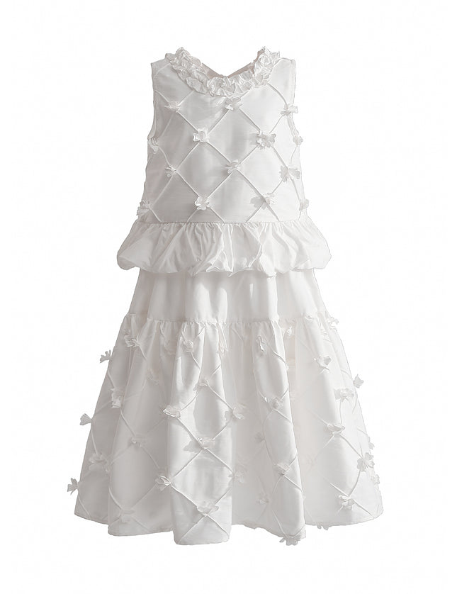 kids atelier tulleen White Lucienne Quilted Skirt Set