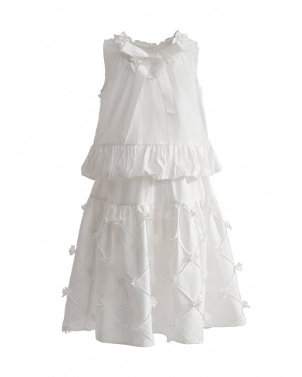 kids atelier tulleen White Lucienne Quilted Skirt Set