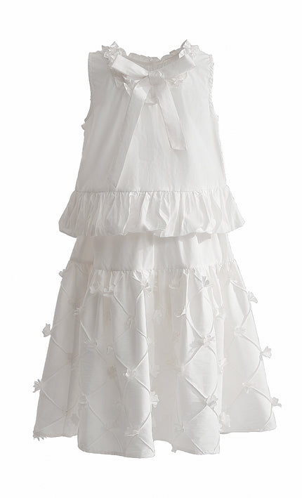 kids atelier tulleen White Lucienne Quilted Skirt Set