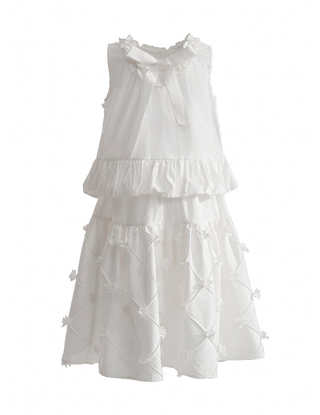 kids atelier tulleen White Lucienne Quilted Skirt Set