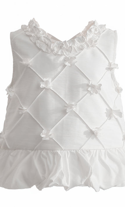 kids atelier tulleen White Lucienne Quilted Skirt Set