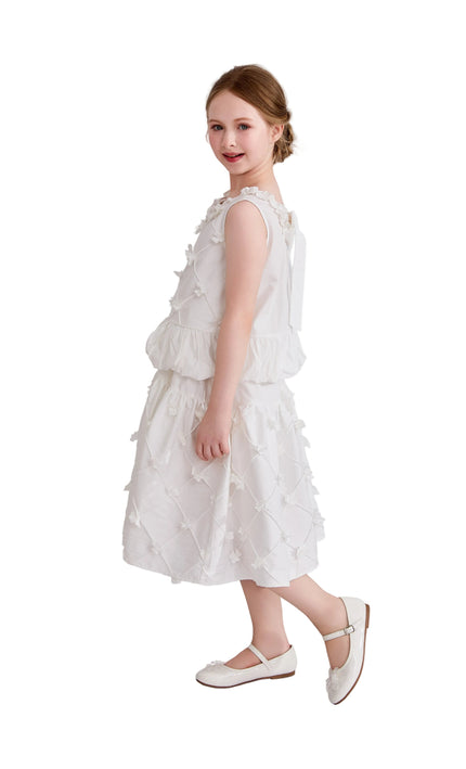 kids atelier tulleen White Lucienne Quilted Skirt Set