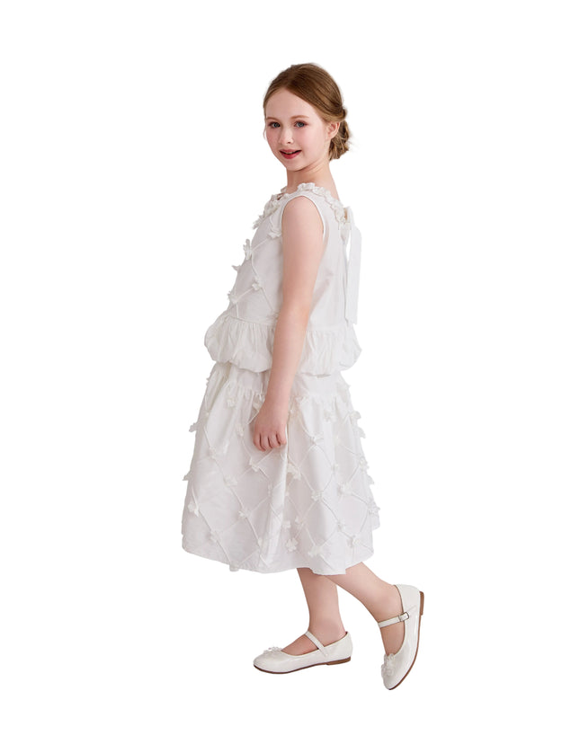 kids atelier tulleen White Lucienne Quilted Skirt Set