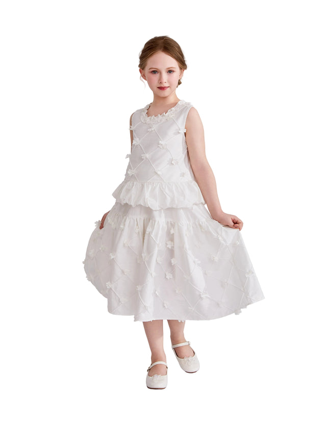 kids atelier tulleen White Lucienne Quilted Skirt Set