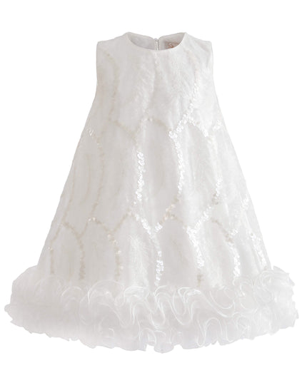 kids atelier tulleen White Fiora Ruffle Sequin Dress