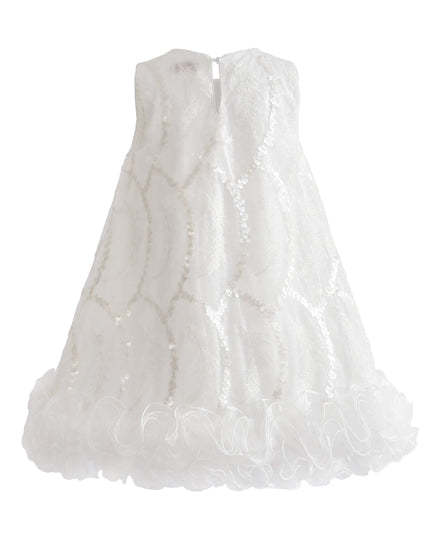 kids atelier tulleen White Fiora Ruffle Sequin Dress
