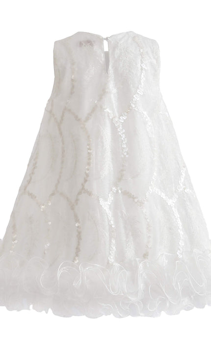 kids atelier tulleen White Fiora Ruffle Sequin Dress