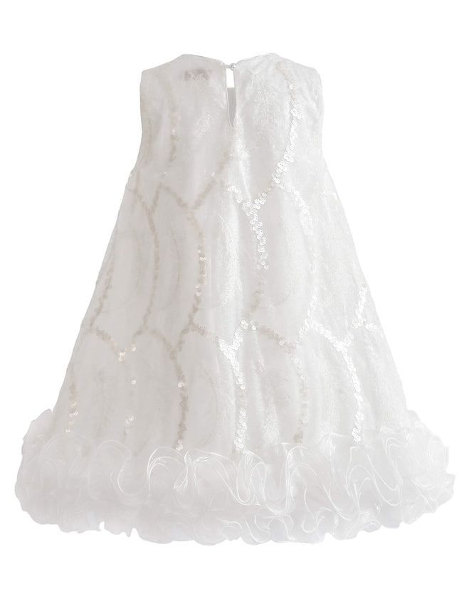 kids atelier tulleen White Fiora Ruffle Sequin Dress