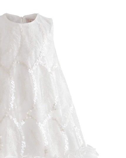 kids atelier tulleen White Fiora Ruffle Sequin Dress