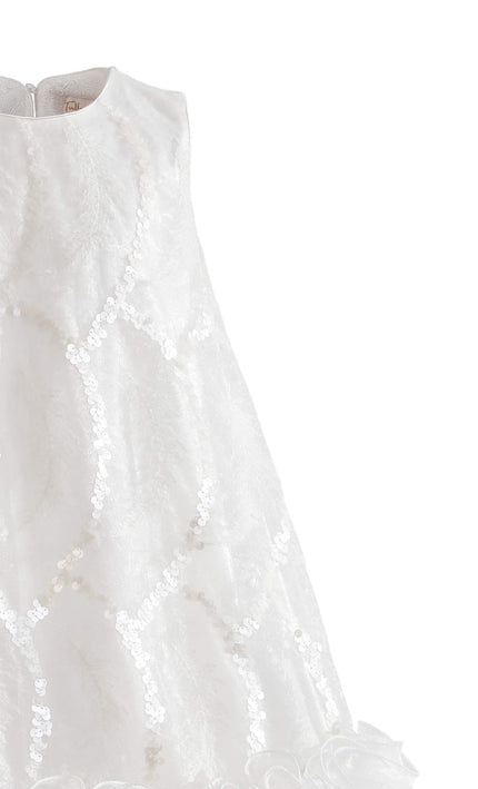 kids atelier tulleen White Fiora Ruffle Sequin Dress