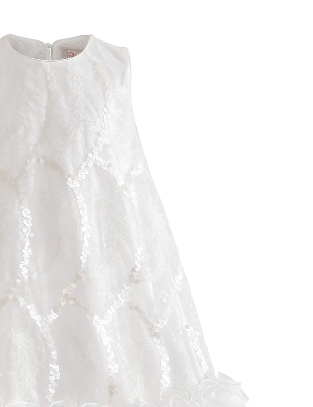 kids atelier tulleen White Fiora Ruffle Sequin Dress
