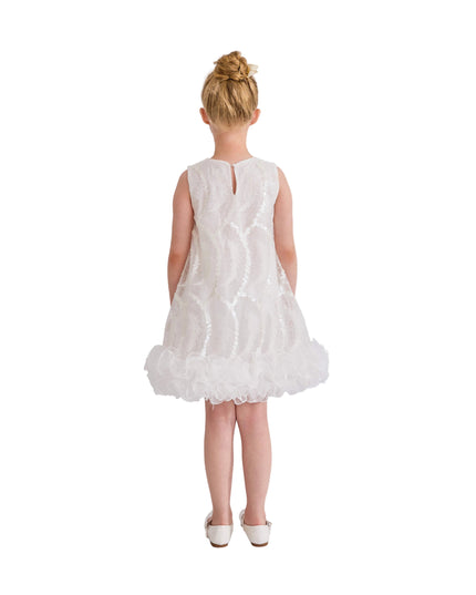 kids atelier tulleen White Fiora Ruffle Sequin Dress