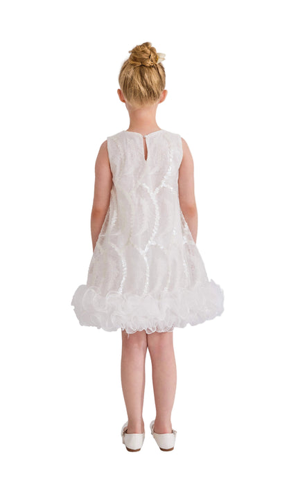 kids atelier tulleen White Fiora Ruffle Sequin Dress