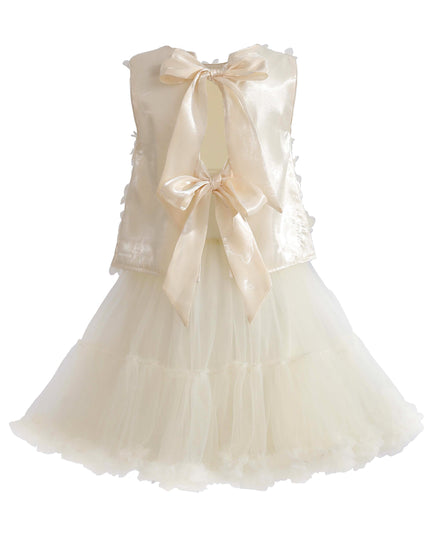 kids atelier tulleen Ivory Amorette Floral Appliqué Top and Dress Set
