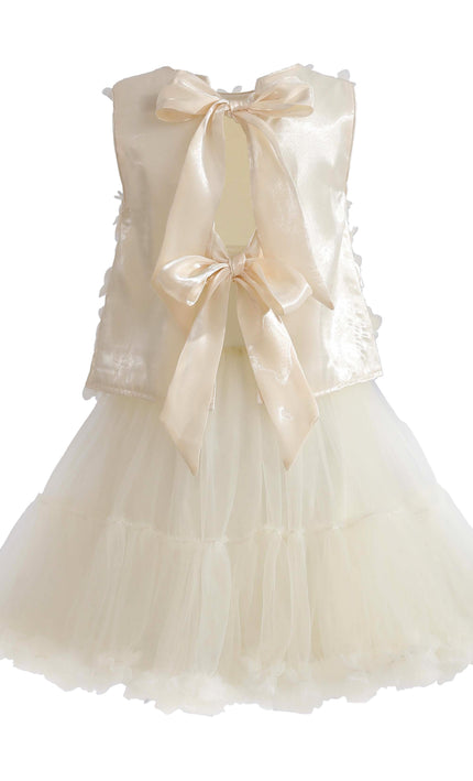 kids atelier tulleen Ivory Amorette Floral Appliqué Top and Dress Set