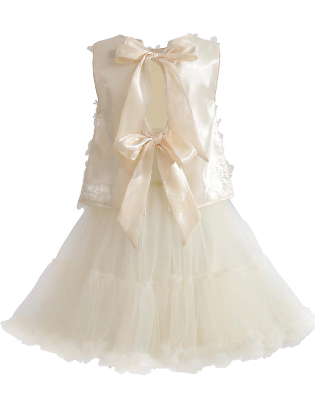 kids atelier tulleen Ivory Amorette Floral Appliqué Top and Dress Set