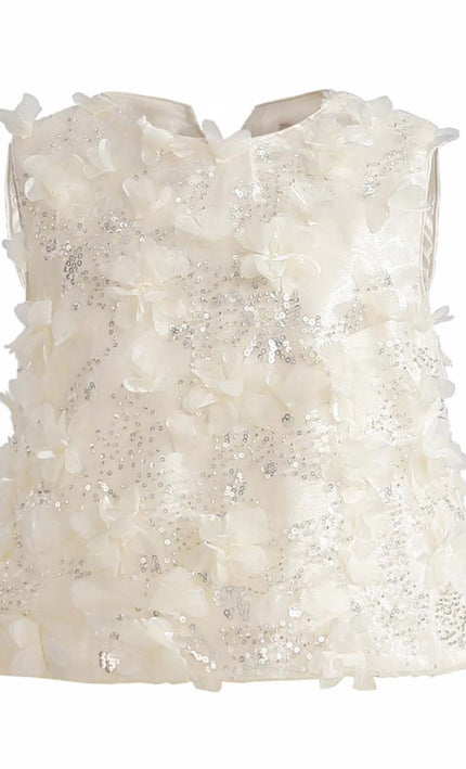 kids atelier tulleen Ivory Amorette Floral Appliqué Top and Dress Set
